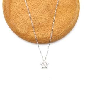 PIRLANTA MONTÜR MİNİ YILDIZ GÜMÜŞ KOLYE - RODYUM BEYAZ