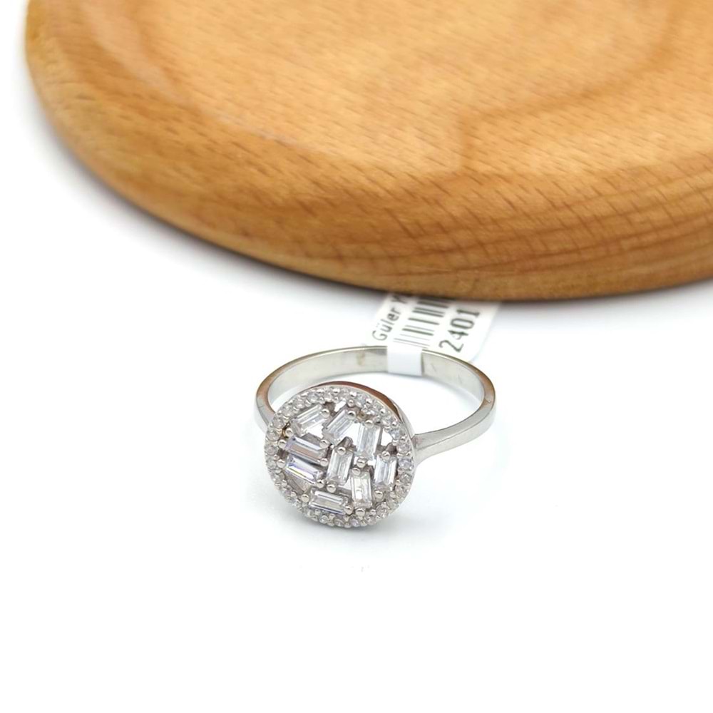 YUVARLAK KESİK BAGET TAŞLI GÜMÜŞ YÜZÜK - 15