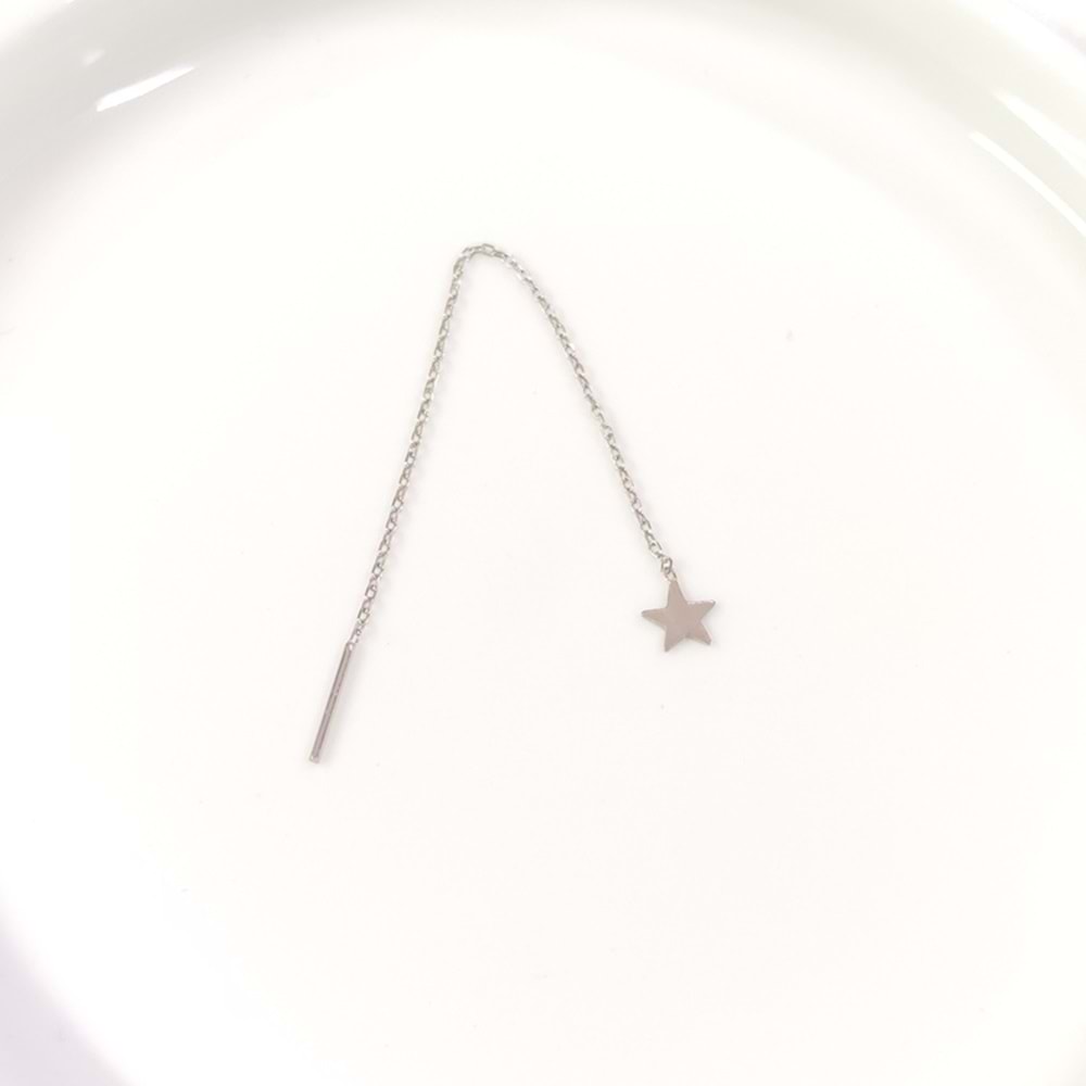 TEKLİ YILDIZ JAPON ZİNCİR GÜMÜŞ KÜPE