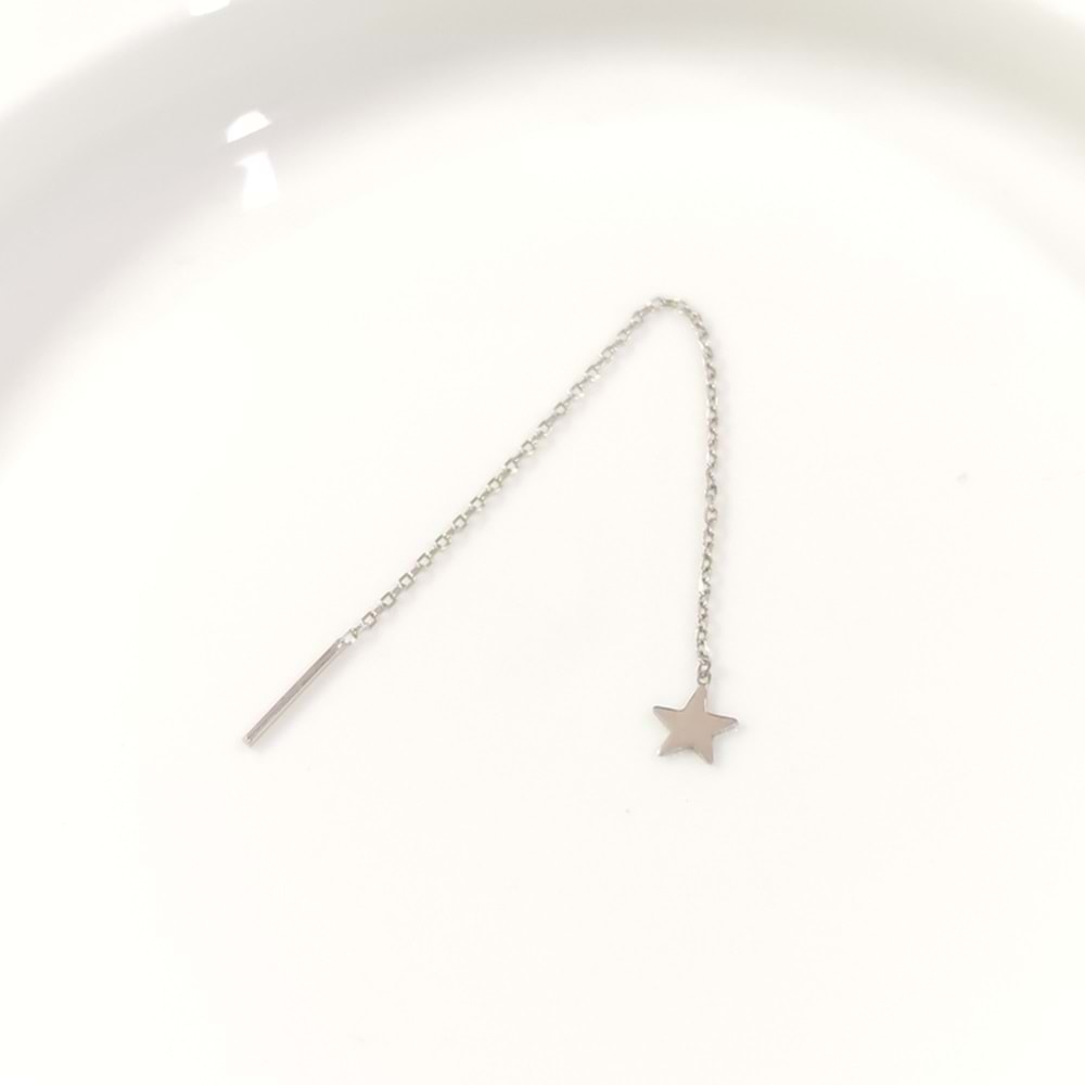 TEKLİ YILDIZ JAPON ZİNCİR GÜMÜŞ KÜPE