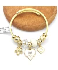 ÇELİK KALP BEYAZ TOP SALLANTILI BİLEKLİK