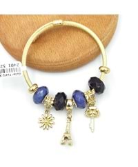 ÇELİK ANAHTAR MOR SİYAH TOP SALLANTILI BİLEKLİK