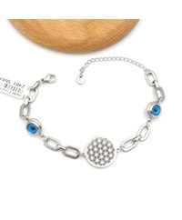 ÇELİK CAM GÖZ DETAYLI YAŞAM ÇİÇEĞİ BİLEKLİK