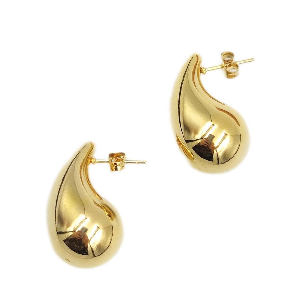 ÇELİK BOMBELİ BÜYÜK GÖZYAŞI KÜPE - ALTIN SARI