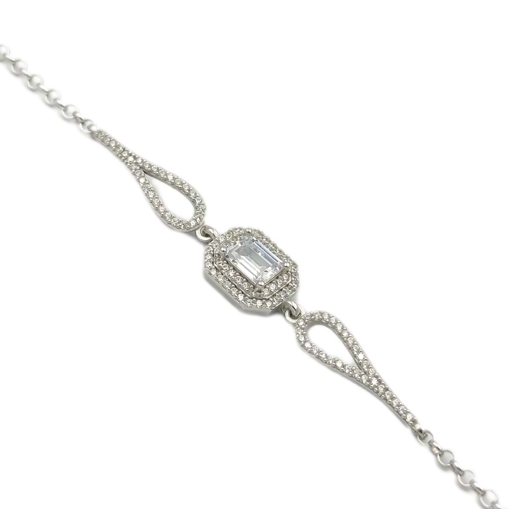 ÇİFT SIRA BAGET GÜMÜŞ BİLEKLİK - RODYUM BEYAZ