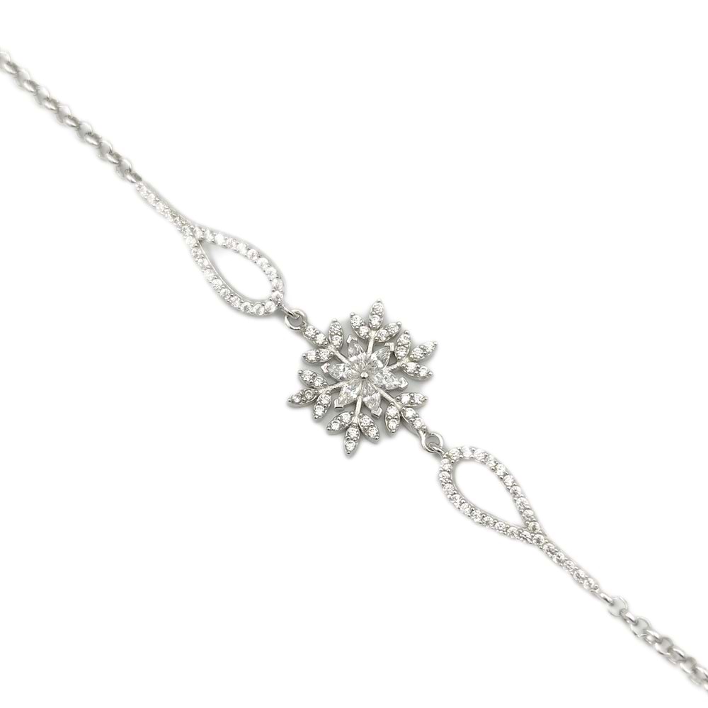 ÇİÇEK KAR TANESİ GÜMÜŞ BİLEKLİK - RODYUM BEYAZ