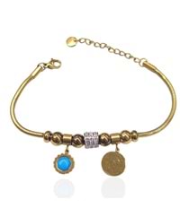 ÇELİK MAVİ TAŞLI SALLANTILI TOP BİLEKLİK