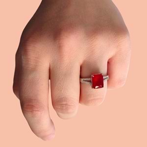 YAKUT ZİRKON BAGET GÜMÜŞ YÜZÜK