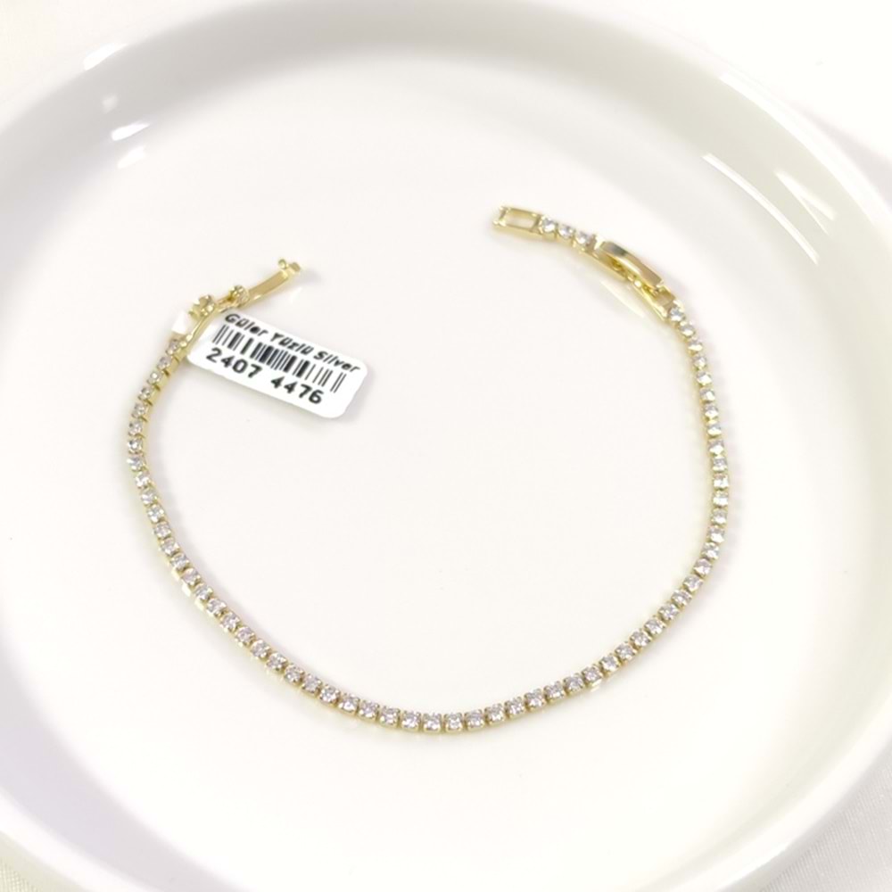 XUPING 2 MM BEYAZ TAŞLI İNCE SU YOLU BİLEKLİK - ALTIN SARI