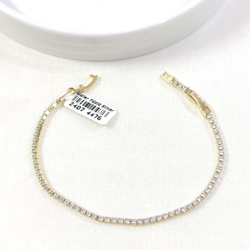 XUPING 2 MM BEYAZ TAŞLI İNCE SU YOLU BİLEKLİK - ALTIN SARI