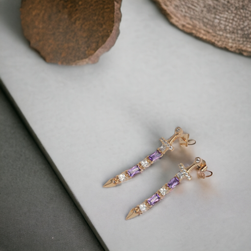 XUPING MOR TAŞLI KILIÇ KÜPE