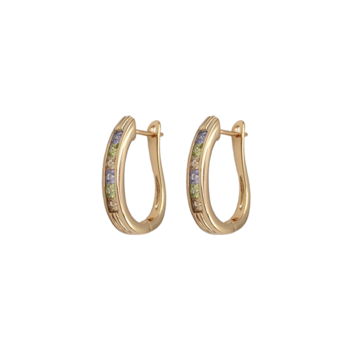 XUPING RENKLİ TAŞLI OVAL U HALKA KÜPE