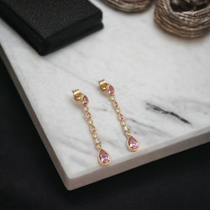 XUPING PEMBE TAŞ DETAYLI DAMLA KÜPE