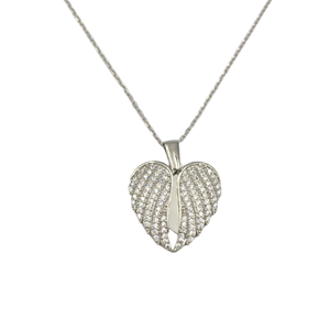KANATLI AÇILIR TAŞLI GÜMÜŞ KOLYE - RODYUM BEYAZ