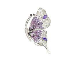 ZİRKON TAŞLI MOR KELEBEK BROŞ