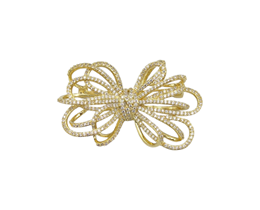 ZİRKON TAŞLI FİYONK KURDELA MODEL BROŞ GOLD