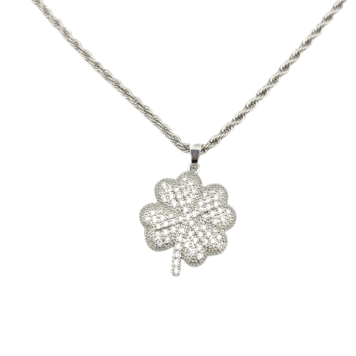 ÇELİK 60 CM BURGU ZİNCİRLİ TAŞLI YONCA KOLYE