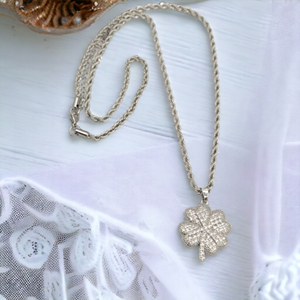 ÇELİK 60 CM BURGU ZİNCİRLİ TAŞLI YONCA KOLYE