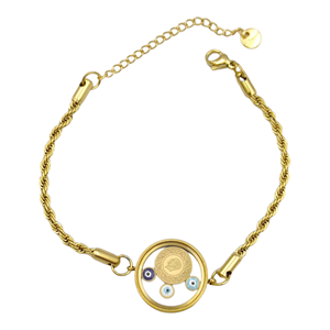 ÇELİK AÇILMAZ FANUSLU ÇEYREK ALTIN BURGU ZİNCİRLİ BİLEKLİK