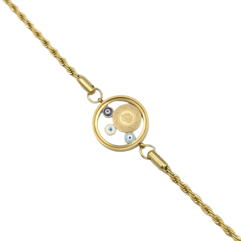 ÇELİK AÇILMAZ FANUSLU ÇEYREK ALTIN BURGU ZİNCİRLİ BİLEKLİK