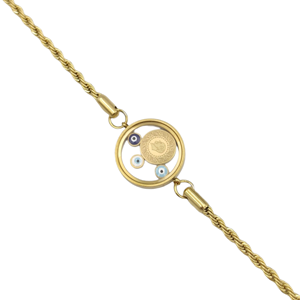 ÇELİK AÇILMAZ FANUSLU ÇEYREK ALTIN BURGU ZİNCİRLİ BİLEKLİK