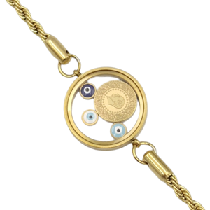 ÇELİK AÇILMAZ FANUSLU ÇEYREK ALTIN BURGU ZİNCİRLİ BİLEKLİK