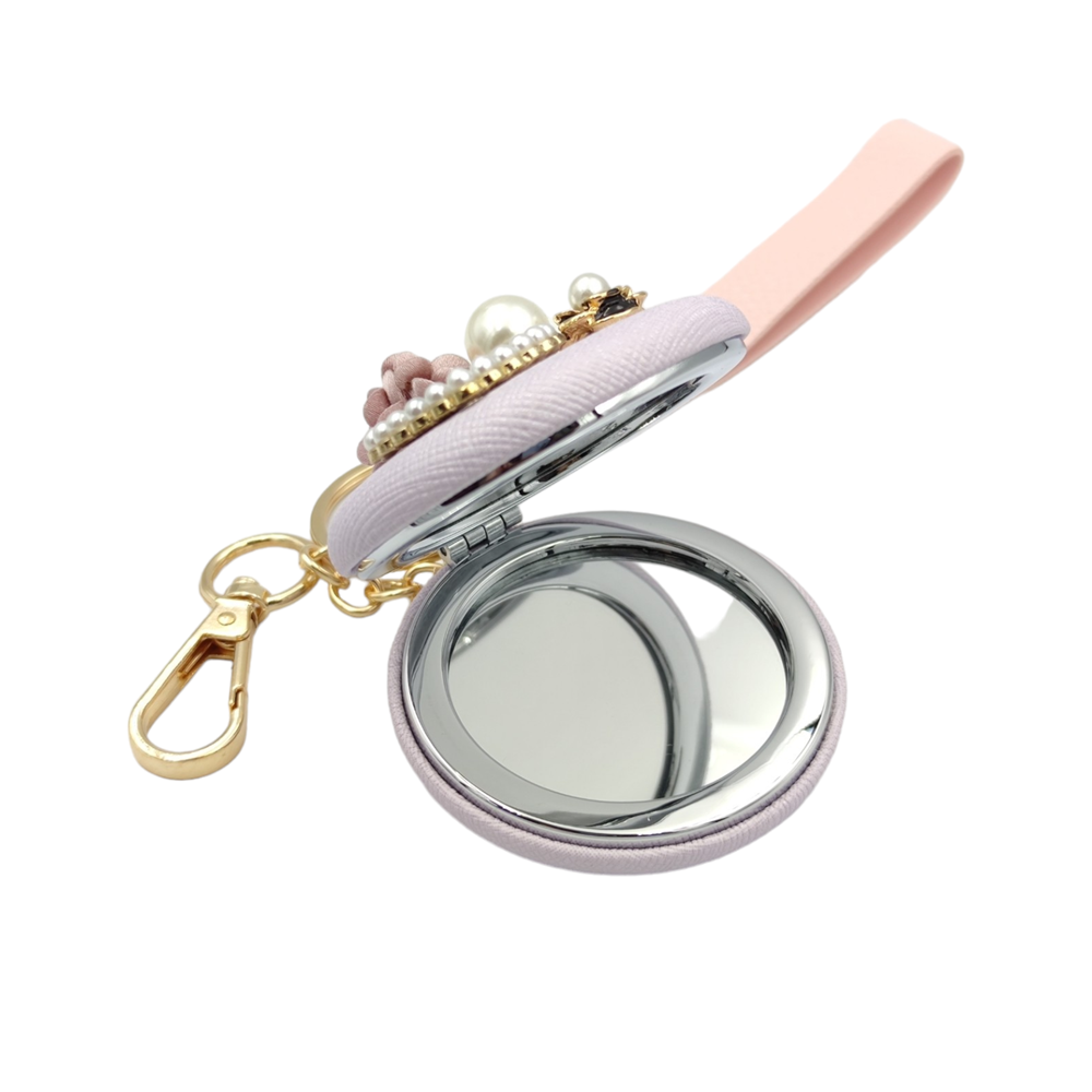 KAPAKLI AYNA İNCİ ÇİÇEK ANAHTARLIK - LİLA