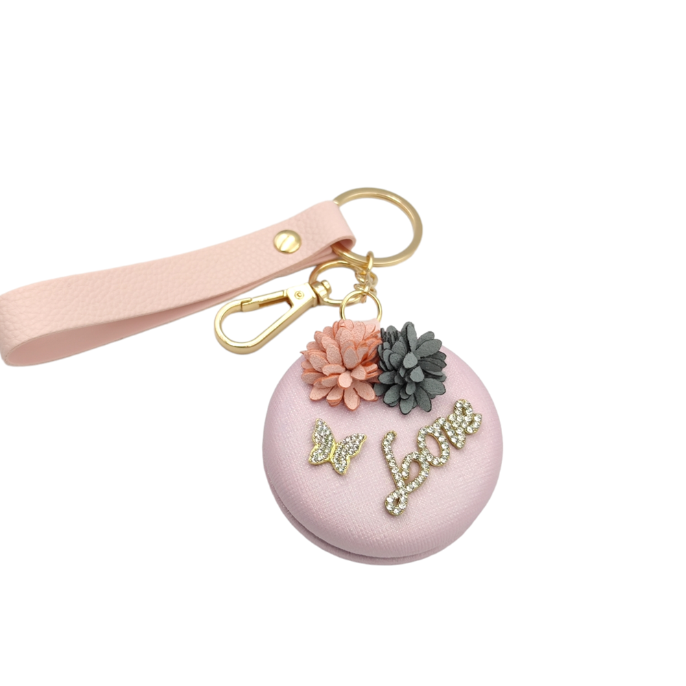 KAPAKLI AYNA LOVE KELEBEK ANAHTARLIK - LİLA