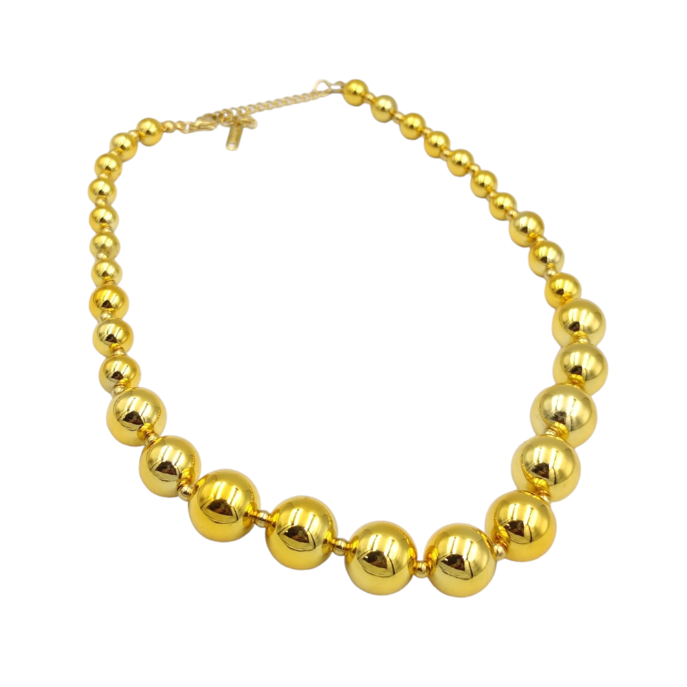 ÇELİK ASİMETRİK BÜYÜK TOP TOP KOLYE - ALTIN SARI