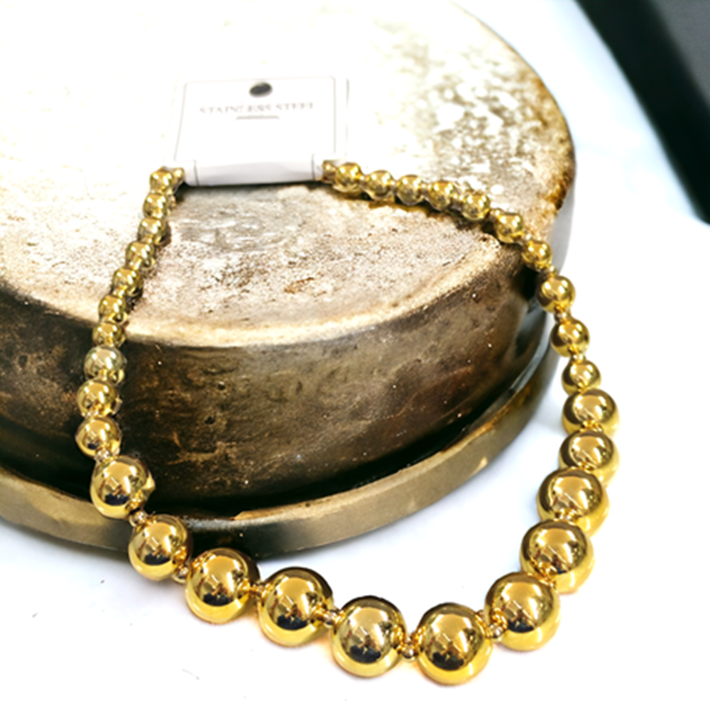 ÇELİK ASİMETRİK BÜYÜK TOP TOP KOLYE - ALTIN SARI