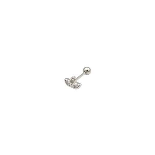 LOTUS GÜMÜŞ TRAGUS PIERCING - RODYUM BEYAZ