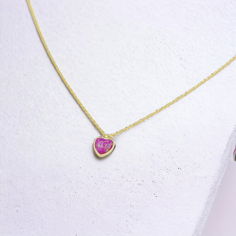 YANAR DÖNER MİNİ KALP GÜMÜŞ KOLYE - ALTIN SARI