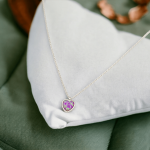 YANAR DÖNER MİNİ KALP GÜMÜŞ KOLYE - RODYUM BEYAZ