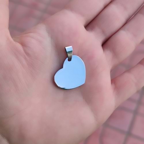 ÇELİK KALP PLAKA KOLYE UCU