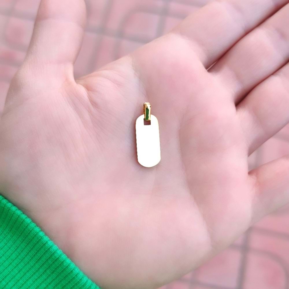 ÇELİK MİNİ OVAL PLAKA KOLYE UCU - ALTIN SARI