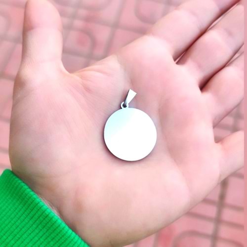 ÇELİK YUVARLAK PLAKA KOLYE UCU 2,5CM