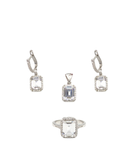 ÖZEL KESİM TAŞ BAGET GÜMÜŞ ÜÇLÜ SET