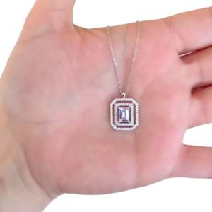 BAGET ZİRKON TAŞLI GÜMÜŞ KOLYE