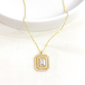 BAGET ZİRKON TAŞLI GÜMÜŞ KOLYE