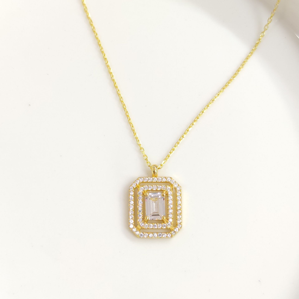 BAGET ZİRKON TAŞLI GÜMÜŞ KOLYE