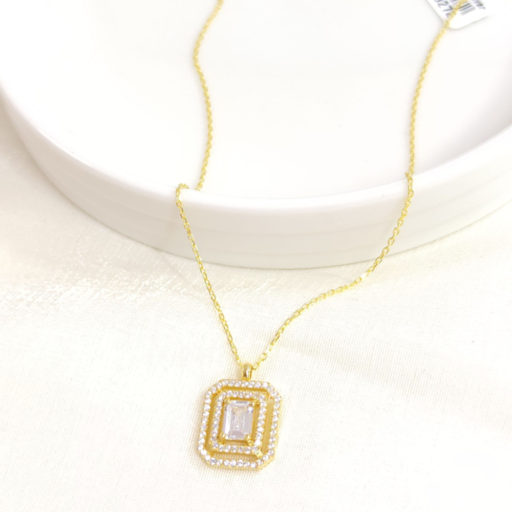 BAGET ZİRKON TAŞLI GÜMÜŞ KOLYE