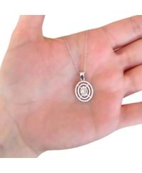 PIRLANTA MONTÜR BAGET OVAL GÜMÜŞ KOLYE