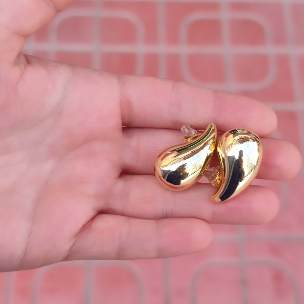 XUPING GÖZ YAŞI DAMLASI BÜYÜK BOMBELİ KÜPE - ALTIN SARI