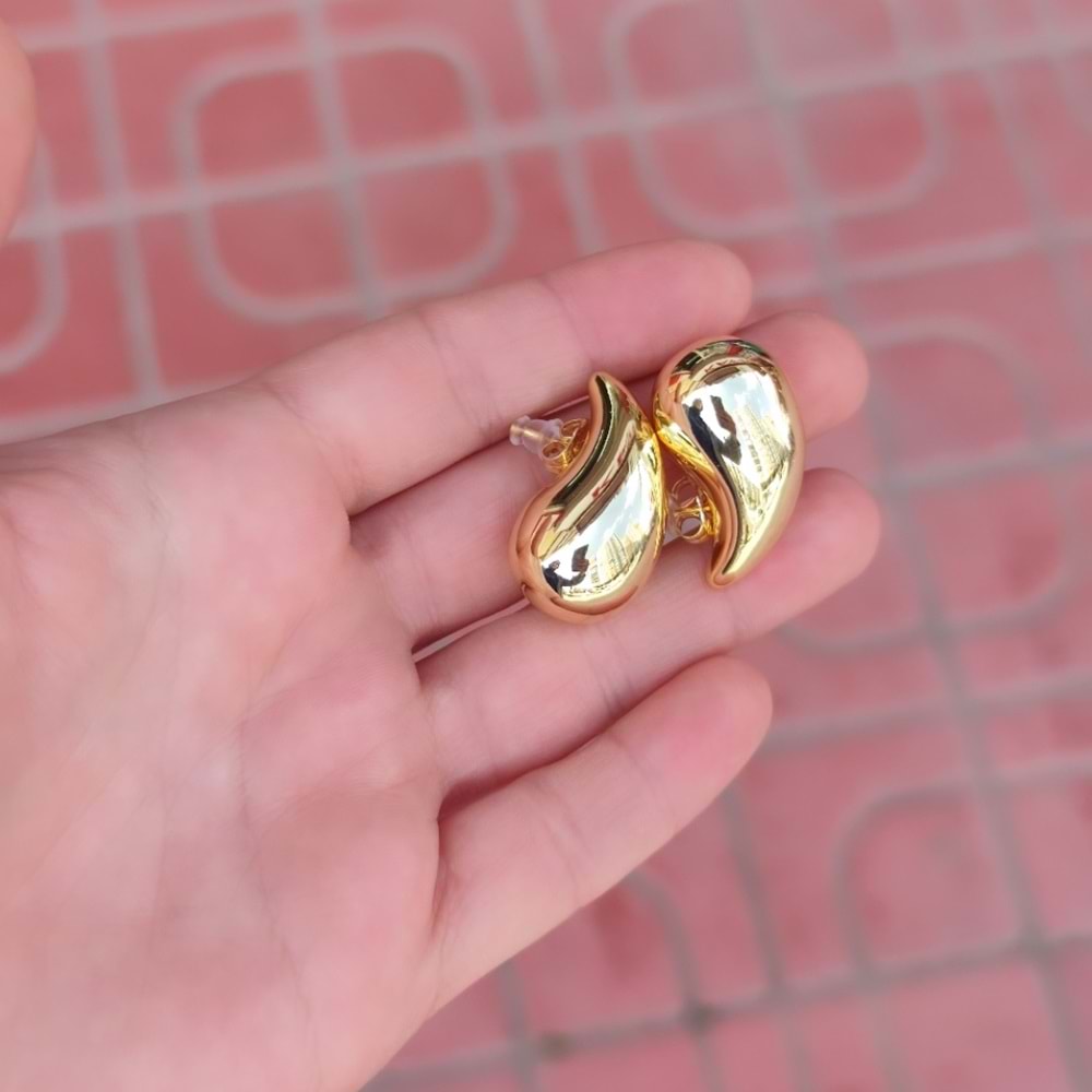 XUPING GÖZ YAŞI DAMLASI BÜYÜK BOMBELİ KÜPE - ALTIN SARI