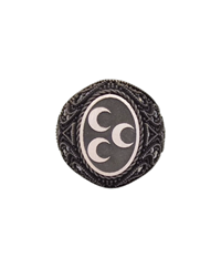 SİYAH TAŞ DETAYLI ÜÇ HİLAL GÜMÜŞ ERKEK YÜZÜK