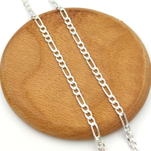 3,5 MM FIGARO GÜMÜŞ ERKEK ZİNCİR 60 CM
