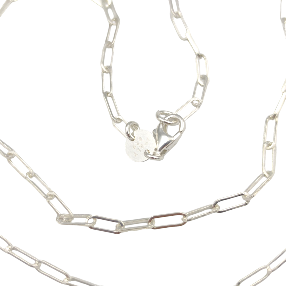 ITALY 3 MM ATAÇ GÜMÜŞ ZİNCİR KOLYE 50 CM - BEYAZ