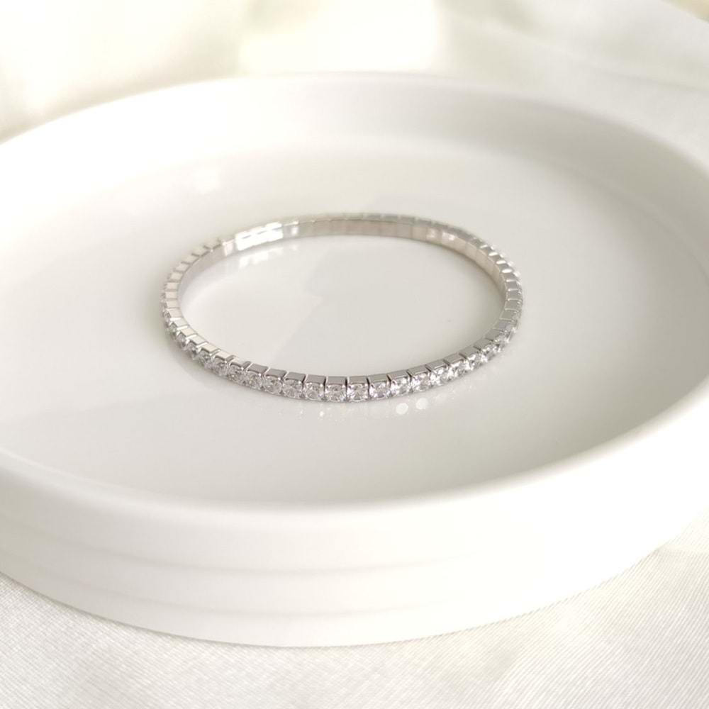 İTHAL SU YOLU YAYLI GÜMÜŞ BİLEKLİK 4 MM - 18