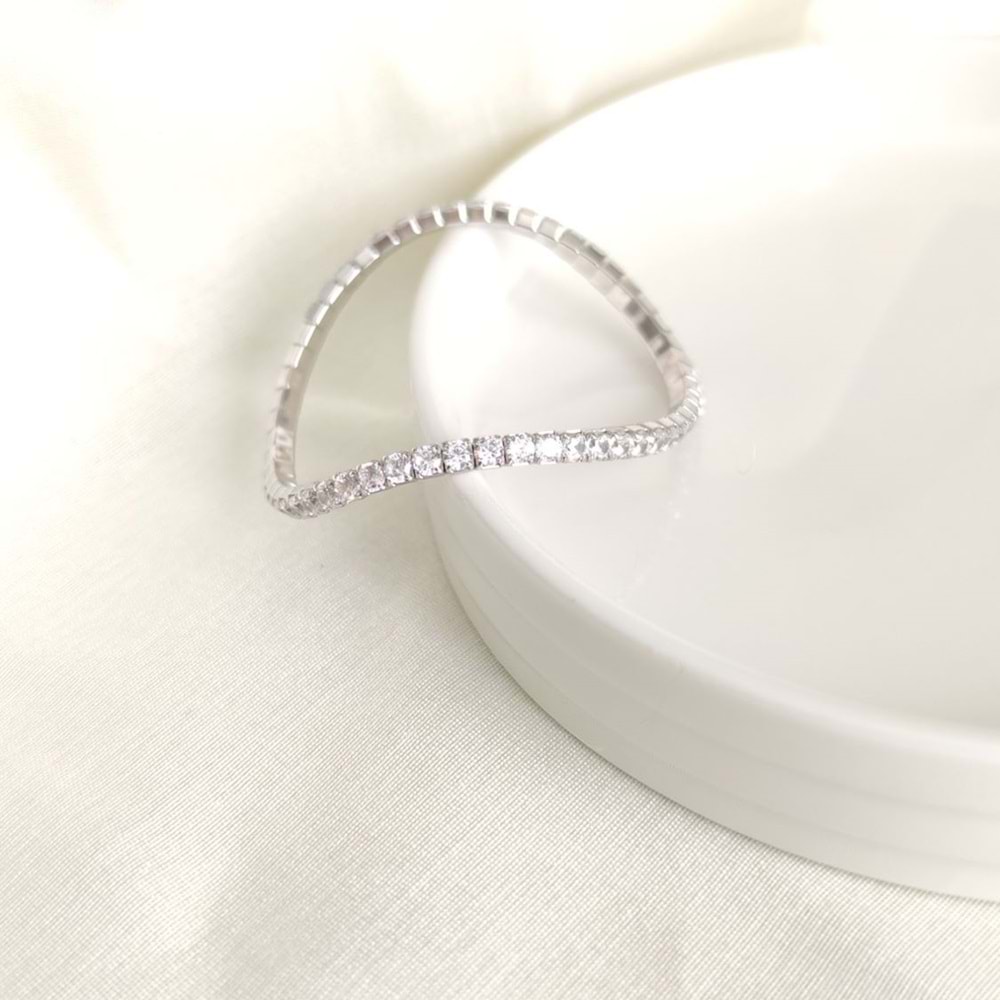 İTHAL SU YOLU YAYLI GÜMÜŞ BİLEKLİK 4 MM - 18