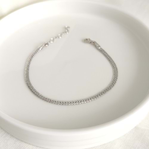 YASSI GÜMÜŞ 3 MM ZİNCİR BİLEKLİK 17+3 CM
